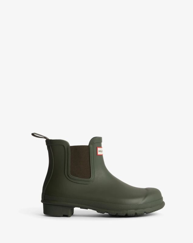 HUNTER WOMENS ORIGINAL CHELSEA BOOTS DARK OLIVE